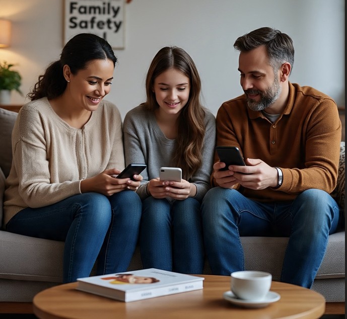Parent helping child with healthy technology habits